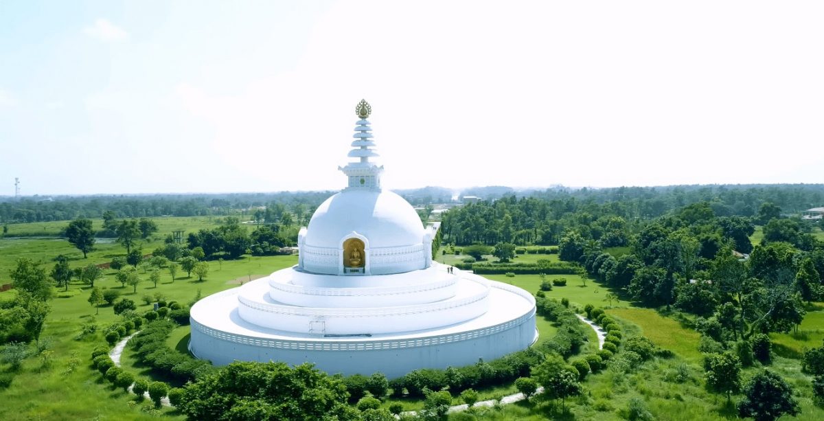 World Peace Pagoda in Lumbini, Nepal Birthplace of Lord Buddha