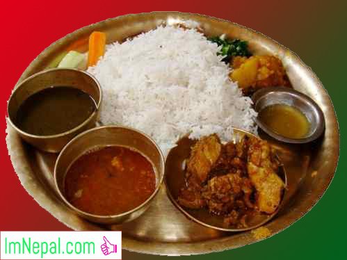 Nepali food dal bhat tarkari rice masu achar chatani