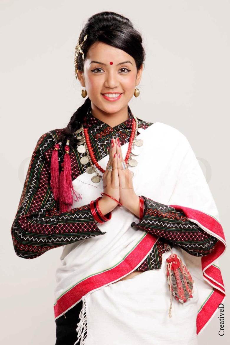Nepalese model with newari traditional dress