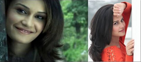 Reema Bishwokarma before and after makeup pic