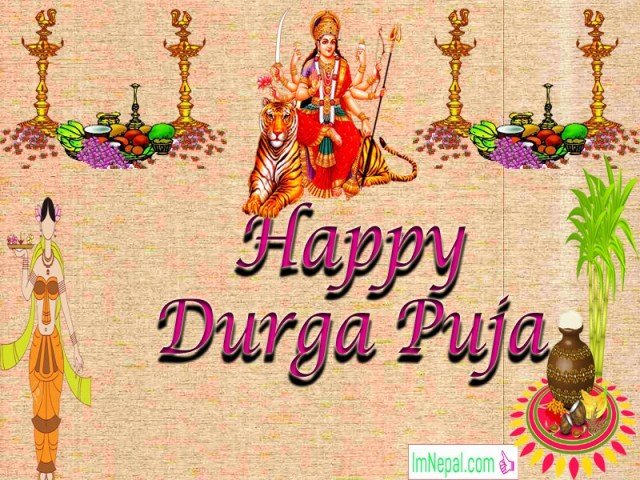 Happy Durga Puja Durgapuja Greeting Cards Wishes Images Messages Dussehra Navratri Dashain Vijayadashami Picture Wallpaper