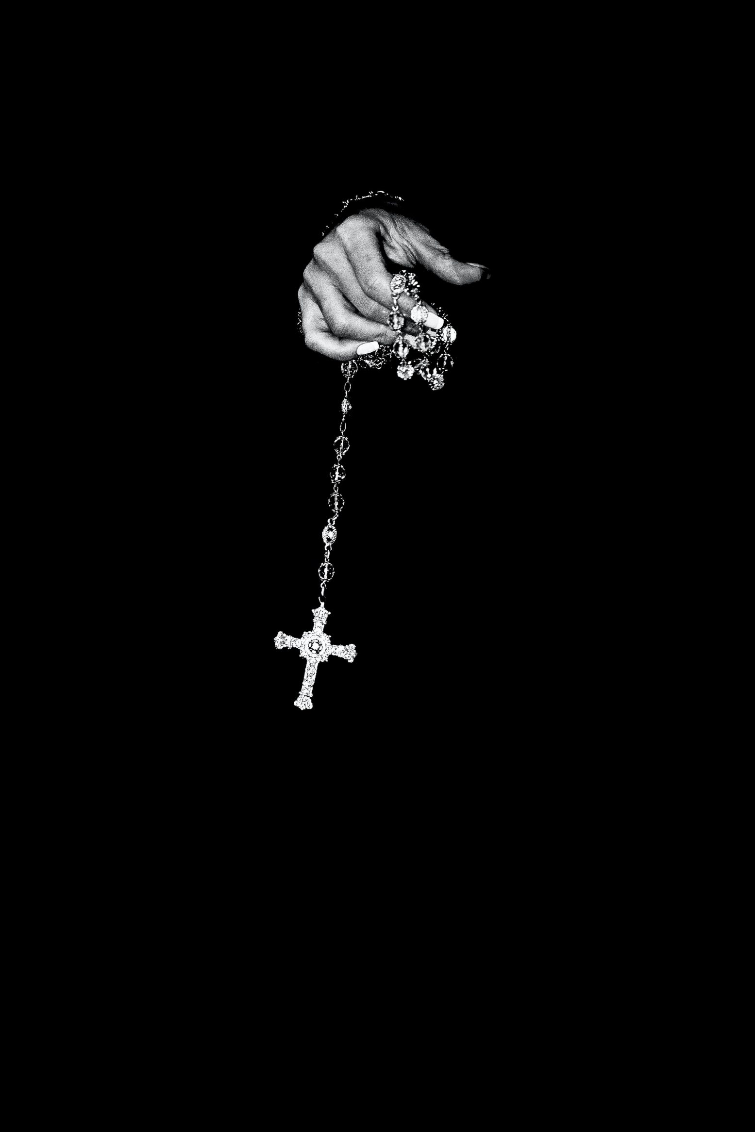 black wallpaper womn with cross on chain