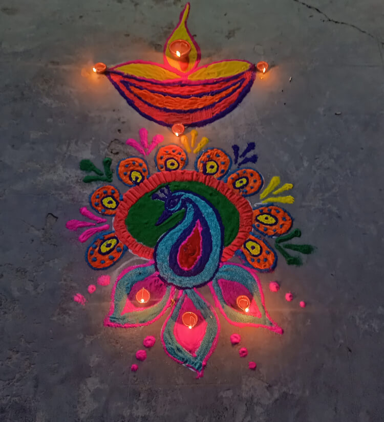 Diya Rangoli Diwali Images Peacock