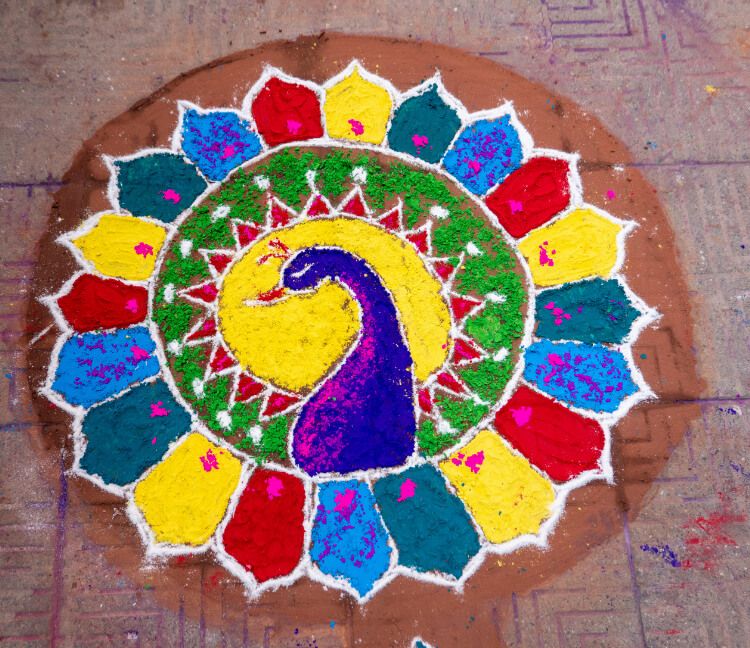 Peacock Diwali rangoli Image