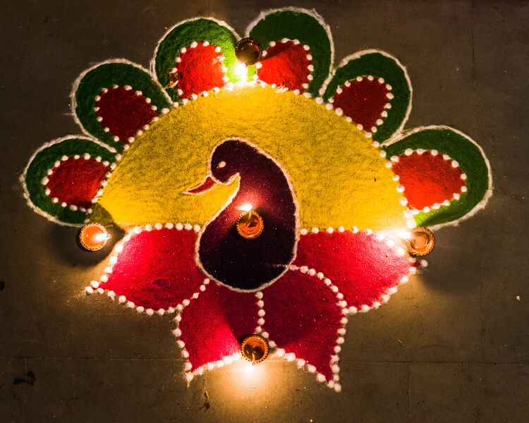 Peacock Diwali rangoli Image