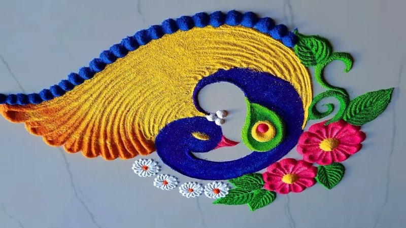Peacock Rangoli design diwali Photo